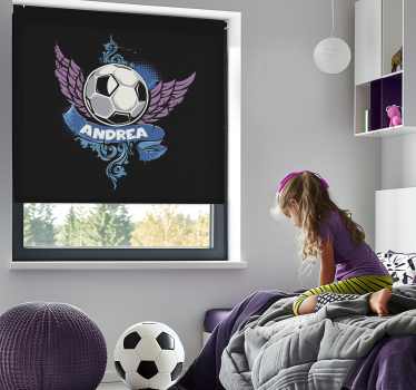 Personalisierter Ball mit Flügeln Rollo Fenster Fußball - TenStickers