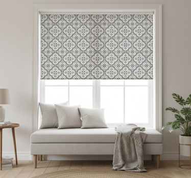 Rollo fenster grau klassisches graues blumenmuster - TenStickers