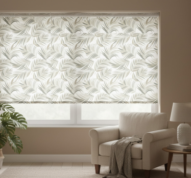 Rollo fenster grau mit eleganten blattmotiven - TenStickers
