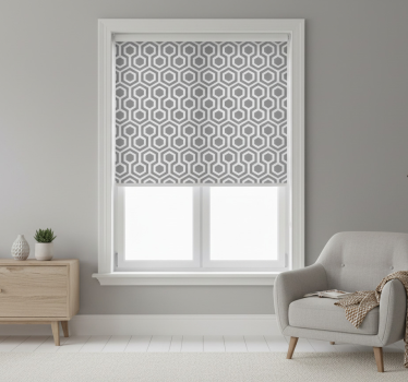 Rollo fenster grau mit hexagonalem grauen muster - TenStickers