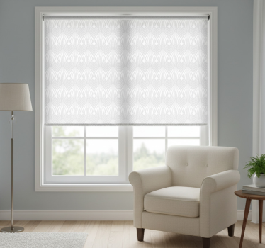 Rollo fenster grau mit weiß-grauem blättermuster - TenStickers
