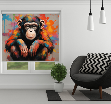 Rollo Fenster Jugendzimmer affe mit farben - TenStickers
