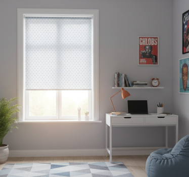 Rollo fenster jugendzimmer blauer hintergrund mit grauen sternen - TenStickers