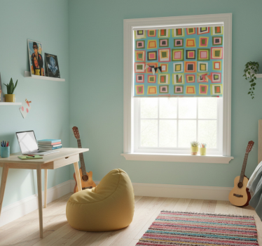 Rollo fenster jugendzimmer bunt kariert - TenStickers
