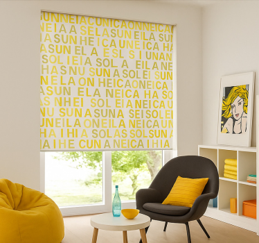 Rollo Fenster Jugendzimmer gelb gedruckte buchstaben - TenStickers