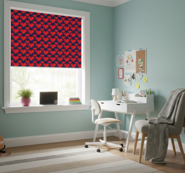 Rollo fenster jugendzimmer geometrisches herzmuster rot blau - TenStickers