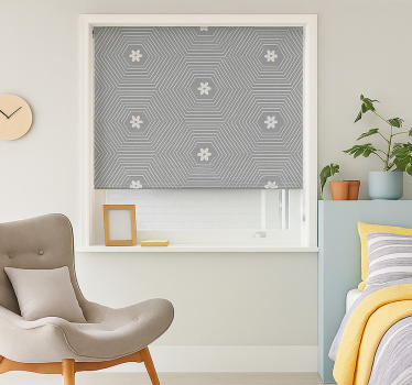 Rollo Fenster Jugendzimmer graues sechseck geometrisch - TenStickers