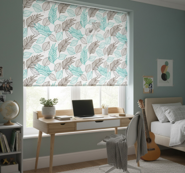 Rollo fenster jugendzimmer grünes blattdesign - TenStickers