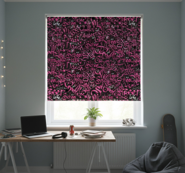 Rollo fenster jugendzimmer in pink und schwarz graffiti - TenStickers