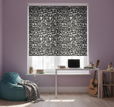 Rollo fenster jugendzimmer liebesherz graffiti - TenStickers