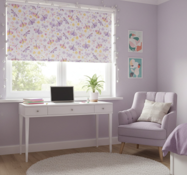 Rollo fenster jugendzimmer lila schmetterlingsmuster - TenStickers