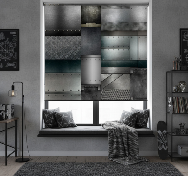 Rollo fenster jugendzimmer metall schwarz blockmuster - TenStickers