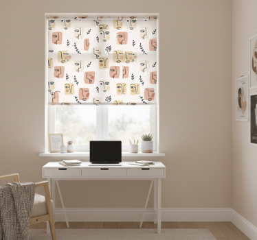 Rollo fenster jugendzimmer mit abstraktem gesichtermuster - TenStickers