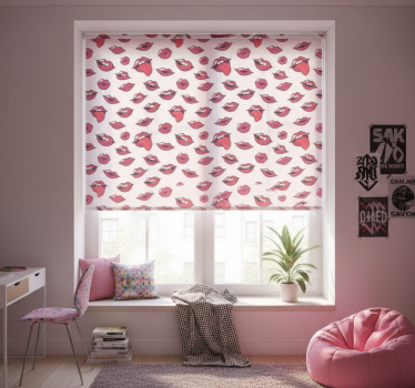 Rollo fenster jugendzimmer mit abstrakten lippen und zunge - TenStickers