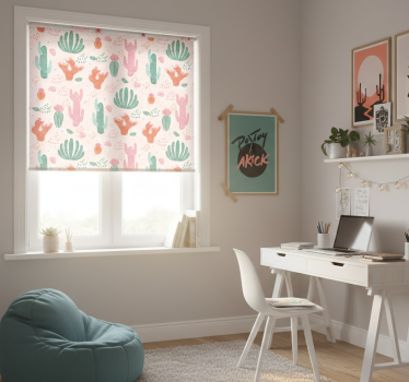 Rollo fenster jugendzimmer mit buntem kaktusmuster - TenStickers