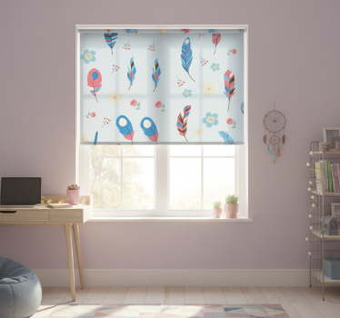 Rollo fenster jugendzimmer bunte federn - TenStickers