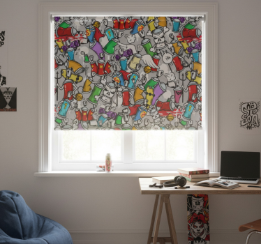 Rollo fenster jugendzimmer mit bunten graffiti-dosen - TenStickers