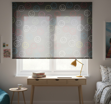 Rollo fenster jugendzimmer mit bunten smiley-gesichtern - TenStickers
