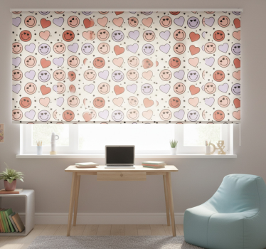 Rollo fenster jugendzimmer mit herzen und smileys - TenStickers