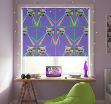 Rollo fenster jugendzimmer mit laser-katze vaporwave - TenStickers