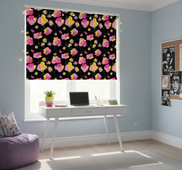 Rollo fenster jugendzimmer mit neonblumenmuster - TenStickers