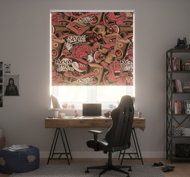 Rollo fenster jugendzimmer mit rotem graffiti-motiv - TenStickers