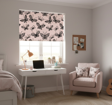 Rollo fenster jugendzimmer mit schwarzem schmetterlingsmuster - TenStickers