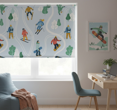 Rollo fenster jugendzimmer blaue skisportmotive - TenStickers