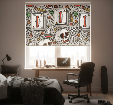 Rollo fenster jugendzimmer mit skull graffiti - TenStickers