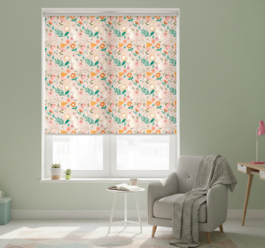 Rollo fenster jugendzimmer mit zartem blumenmuster - TenStickers