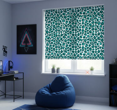 Rollo fenster jugendzimmer neon leopardmuster blau schwarz - TenStickers