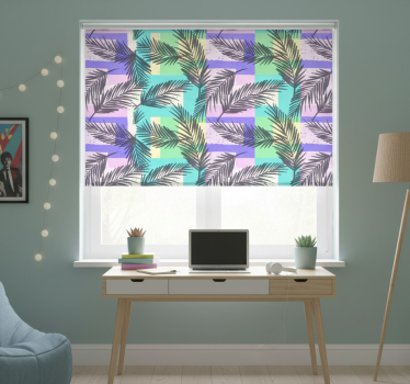 Rollo fenster jugendzimmer palmen auf quadratischem hintergrund - TenStickers