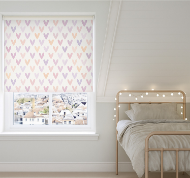 Rollo Fenster Jugendzimmer pastell herzmuster - TenStickers