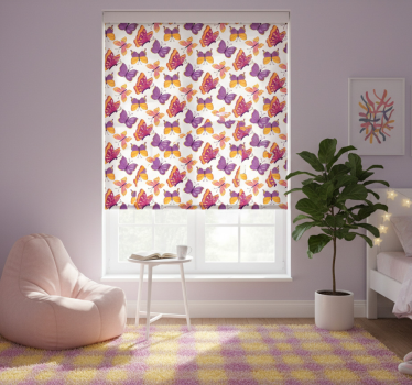 Rollo fenster jugendzimmer schmetterlinge in gelb und pink - TenStickers