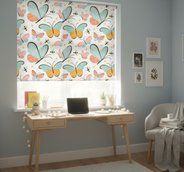 Rollo fenster jugendzimmer schmetterlinge und bienen - TenStickers