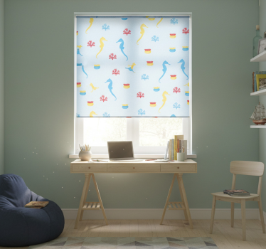 Rollo fenster jugendzimmer seepferdchen und koralle - TenStickers