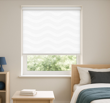 Rollo Fenster Jugendzimmer weiße und graue wellen - TenStickers