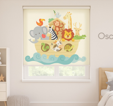 Rollo Fenster Kinderzimmer arche noah mit namen - TenStickers