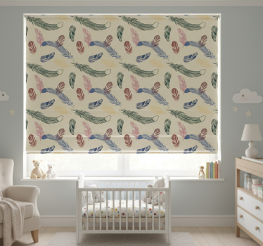 Rollo fenster kinderzimmer bunte federn - TenStickers
