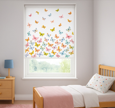 Rollo Fenster Kinderzimmer fliegende bunte schmetterlinge - TenStickers