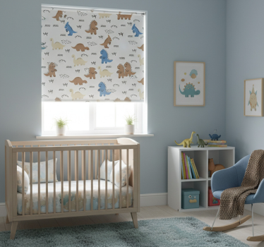 Rollo fenster kinderzimmer glückliche blaue dinosaurier - TenStickers