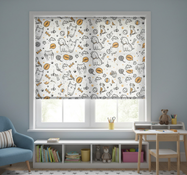 Rollo fenster kinderzimmer katzen hunde doodle stil - TenStickers