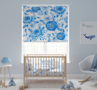 Rollo fenster kinderzimmer mit blauen uhren und blumen - TenStickers
