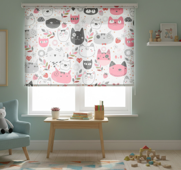 Rollo fenster kinderzimmer mit illustrierten katzen - TenStickers