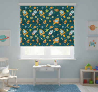 Rollo fenster kinderzimmer mit lustigen aliens illustration - TenStickers