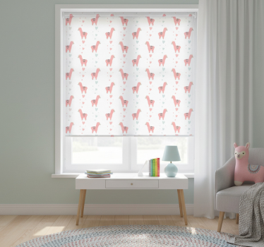 Rollo fenster kinderzimmer mit pinkem lama-muster - TenStickers