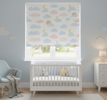 Rollo fenster kinderzimmer mit süßen wolkenmustern - TenStickers
