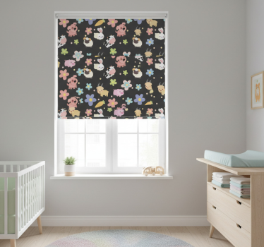 Rollo fenster kinderzimmer mit wilden tieren und hasen - TenStickers