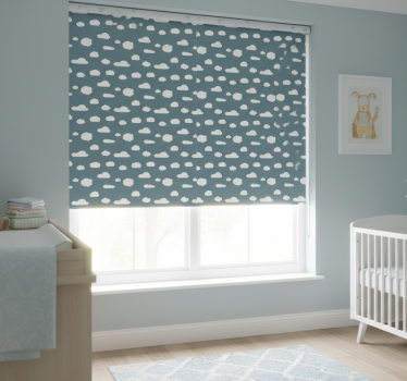 Rollo fenster kinderzimmer muster in weiß auf blau - TenStickers