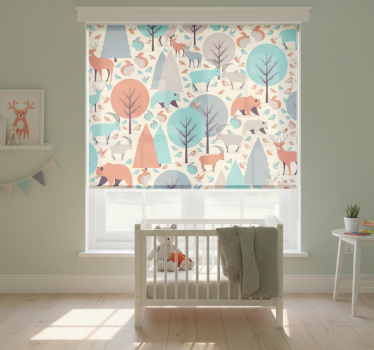 Rollo fenster kinderzimmer nordische waldszene - TenStickers